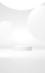 Podium abstract background. Geometric shape.Vertical white colors scene. Minimal 3d rendering. Scene with geometrical background. 3d render
