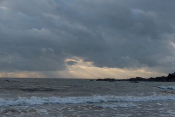 Beach and sky in slow door photography