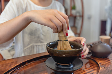 Fototapeta na wymiar Brewing process and apparatus of Chinese Kung Fu Tea