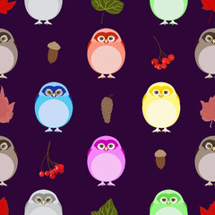 owl seamless pattern. autumn pattern. good for fabric, wrapping paper, wallpaper,  etc.