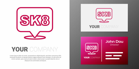 Logotype line Skateboard icon isolated on white background. Extreme sport. Sport equipment. Logo design template element. Vector