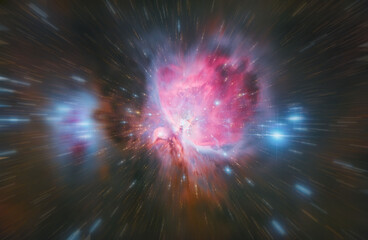 Travelling to the Orion Nebula with the Speed of Light Motion Blur Hyper Speed