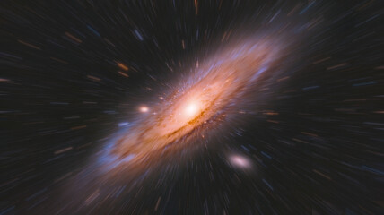 Travelling to the Andromeda Galaxy with the Speed of Light Motion Blur Hyper Speed