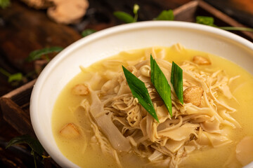 Traditional Chinese banquet dishes, stir fried dried bamboo shoots
