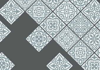 Portuguese azulejo ceramic tile background. Mediterranean traditional ornament. Italian pottery or spanish majolica.