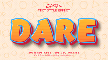 Editable text effect, Dare text on headline comic poster style