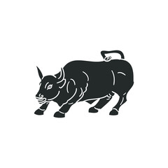 Bull Icon Silhouette Illustration. Spanish Animal Vector Graphic Pictogram Symbol Clip Art. Doodle Sketch Black Sign.