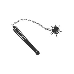 Flail Weapon Icon Silhouette Illustration. Medieval Vector Graphic Pictogram Symbol Clip Art. Doodle Sketch Black Sign.