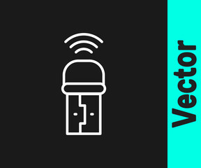 White line Usb wireless adapter icon isolated on black background. Vector