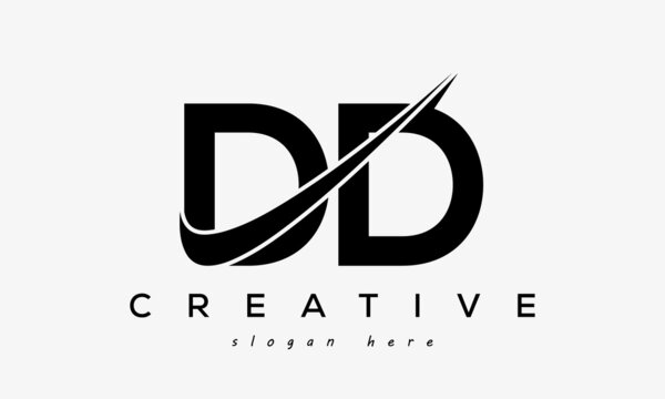 Creative DD Letter Logo Design With Swoosh Icon Vector Illustration