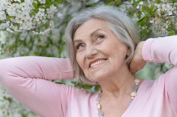 happy smiling senior woman outdoors