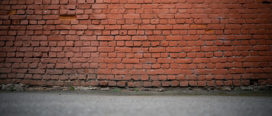 Brick wall with floor. Outdoor wall