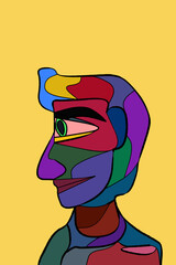 Portrait abstract background, Colorful art  illustration,