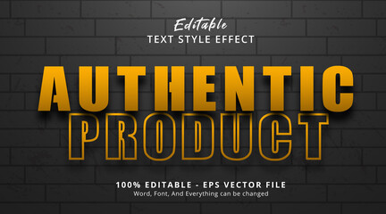 Editable text effect, Authentic Product text on bold style effect