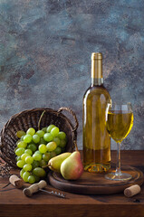 Still life with wine and fruits