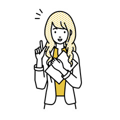 立って書類を手に持って何かひらめいたジャケットの女性