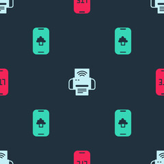 Set LTE network, Smart printer system and Cloud technology data on seamless pattern. Vector