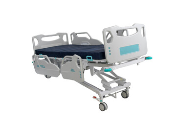 Modern mobile medical bed isolated on white