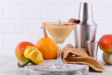 Creamy pumpkin martini cocktail or liquor