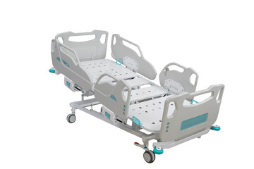 Modern mobile medical bed isolated on white