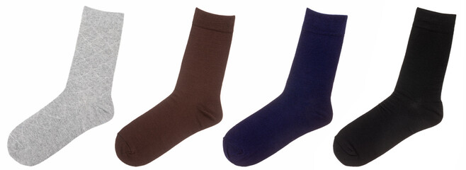 Socks of various colors isolated on white