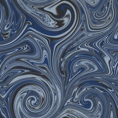 Seamless twirly swirly abstract liquid marble surface pattern design for print. High quality illustration. Trendy marbled fluid paint on water background. Funky expressive psychedelic swirl of paint.