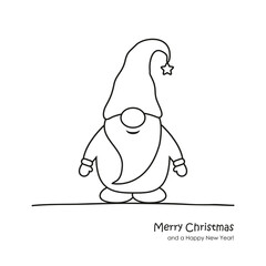 cute christmas dwarf cartoon for coloring book