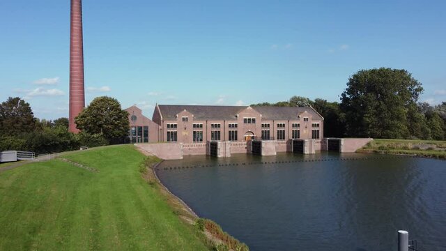 The Woudagemaal is the largest steam pumping station ever built in the world. Located in Lemmer in the Netherlands, aerial