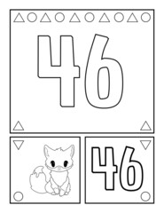 Number forty-six, numbers coloring book for toddlers, activities, For Kindergarten and preschool