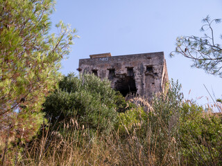 Capobianco tower on coastal path from Sapri to Maratea called Apprezzami l'Asino (appreciate me...
