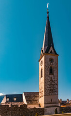 Fototapeta na wymiar Beautiful church at Gmuend, Malta, Kaernten, Austria on a sunny summer day