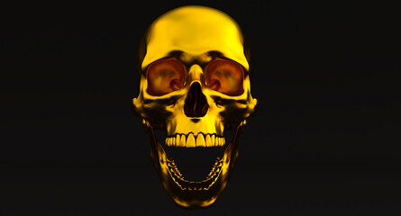 3D Set of Human skulls isolated on blackbackground, 3d render