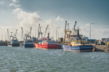 Fishing trawlers vessels in Esbjerg Harbor, Denmark