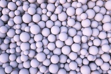 3d white bubbles spheres, creative background. Mock up abstract geometric wallpaper, plastic realistic balls. Illustration of glossy balls.