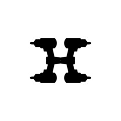 H line icon. Simple style hotel company poster background symbol. Logo design element. T-shirt printing. Vector for sticker.