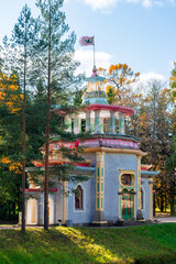Creaking summer-house in autumn in Tsarskoe Selo (Pushkin), Saint Petersburg, Russia