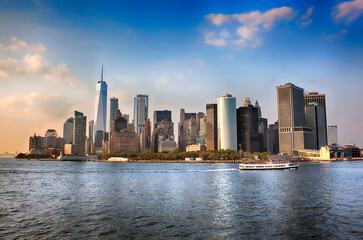 Fototapeta na wymiar Vista de Manhattan desde el ferry de Staten Island. NYC.