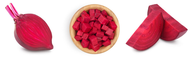 beetroot isolated on white background with full depth of field. Top view. Flat lay. Set or collection