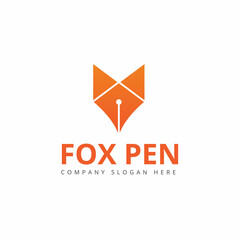 Naklejka premium Fox pencil logo concept, education design template.