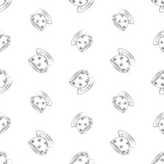 Seamless pattern of contour drawings coffee cups with saucers