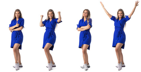 Young woman portraits on white