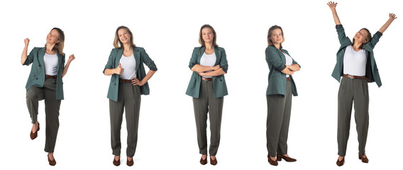 Portraits of business woman on white