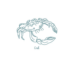Crabs are decapod crustaceans. Open paths. Editable stroke. Custom line thickness.