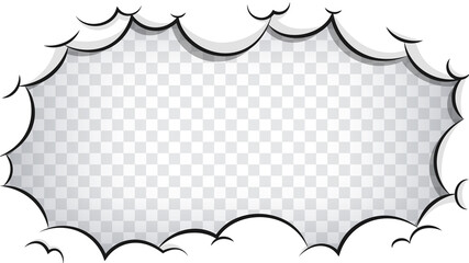 Comic frame background. Cartoon puff cloud frame on transparent background. Comic book explosion.