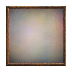 Wooden frame. Empty square frame with colored abstract fill texture isolated on white background. Blank frame. Signboard mockup. Old frame.