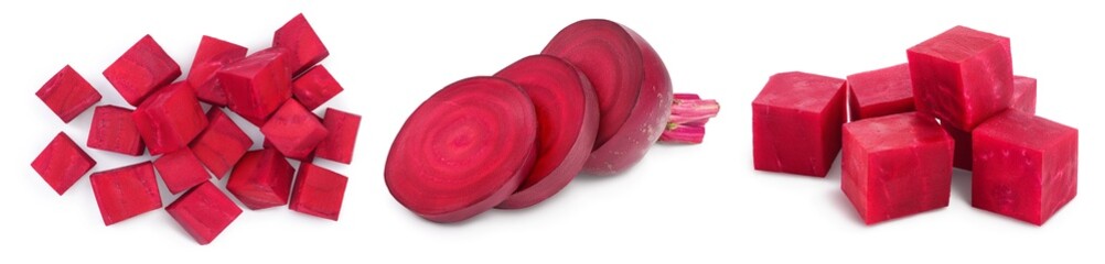 beetroot isolated on white background with full depth of field. Top view. Flat lay. Set or collection
