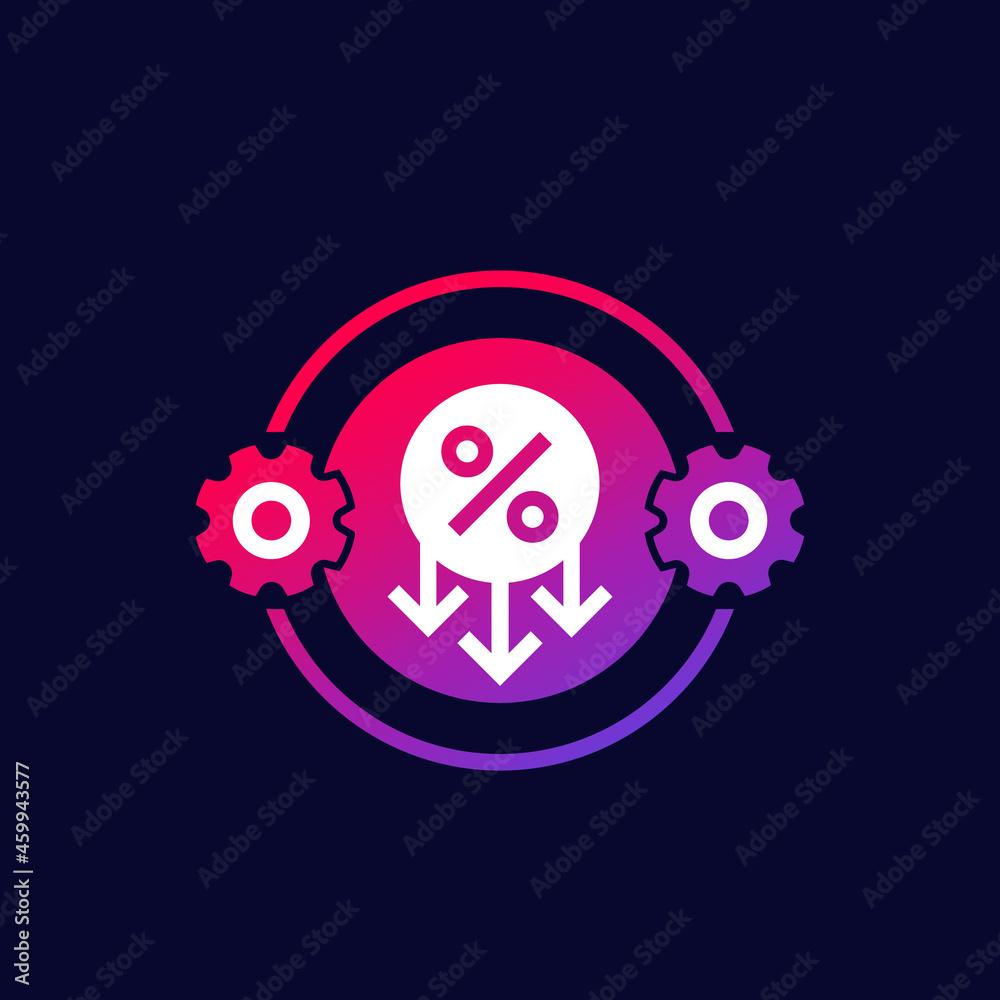 Wall mural cost optimization and reduction icon, vector