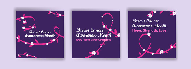 Social media post template for breast cancer awareness. Women's healthcare. Celebrate annual. Medic concept. - obrazy, fototapety, plakaty