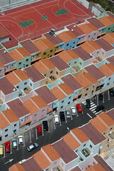 Fotografía aérea de una zona residencial en la ciudad de Santa Cruz de La Palma, islas Canarias