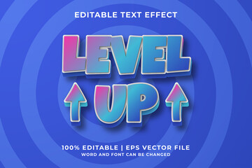 Editable text effect - Level Up Cartoon template style premium vector